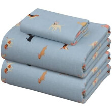 Flanell-Bettwäscheset für Einzelbetten – Weiche, doppelt gebürstete Baumwolle, tiefe Taschen bis zu 40 cm, 3-teiliges Set, Welpenmotiv