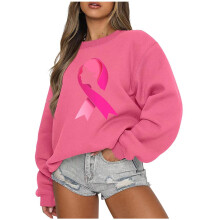 Pinkfarbenes Damen-Langarmshirt mit Brustkrebs-Motiv