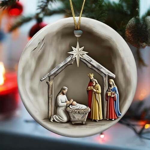 Julepynt til julekrybbe, religiøst tredekor, 1 stk.