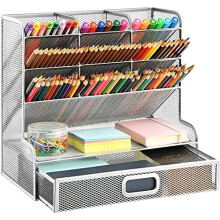 Organizador de mesa em tela metálica com 9 compartimentos
