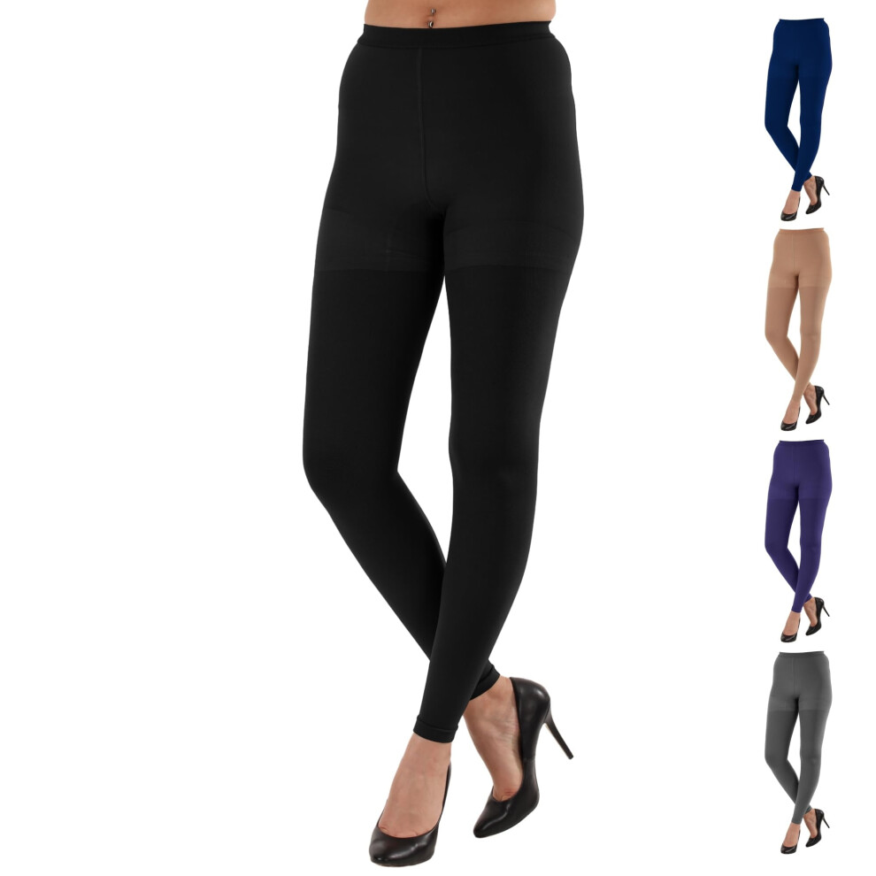 Black Absolute Support Wide Calf Women Footless Compression Tights 20-30Mmhg 3X-Large