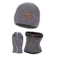 Winter Hat Scarf Gloves Set - Three-Piece Thickened Knitted Cold Proof Outdoor Accessories