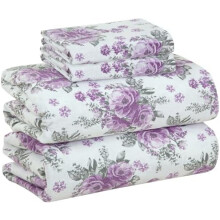 Lakanset i 100 % bomull i flanell, Queen, 4 delar, djupa fickor