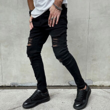 abtuhar Mens Jeans,Men's Pants,Mens Retro Ripped Jeans Slim Straight Leg Jean Black XXL