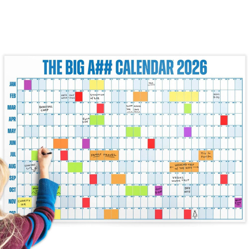 2026Ημερολόγιο τοίχου με στεγνό σβήσιμο 36x48 ίντσες με μαρκαδόρο και 100