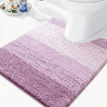 Tapete de banheiro felpudo de microfibra roxo, 60x50cm, antiderrapante.