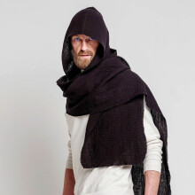 YOUSNH Men Women Hooded Scarf Winter Scarf Crinkle Vintage Soft Scarf Neckerchief Black One Size