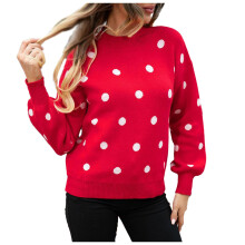 Maglione natalizio da donna a pois a maniche lunghe