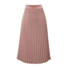 Jupe longue fluide pour femme, jupe plissée, jupe longue plissée rose, taille haute, coupe ample et décontractée, longueur cheville, taille S
