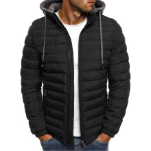Vestes d'hiver pour hommes, couleur unie, à capuche, matelassée en coton, veste matelassée en coton tendance, veste matelassée en coton chaude