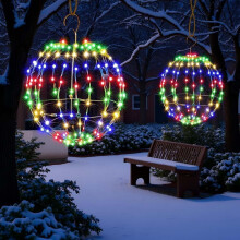 Confezione da 2 sfere luminose scintillanti, sfere da giardino a LED impermeabili a batteria con ganci per interni/esterni – compatibili con