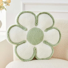 Bloemenkussen – Zacht decoratief sierkussen in de vorm van een madeliefje, pluche vloerkussen voor bank, fauteuil of bed (35 cm, wit)