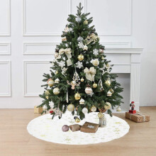 Jupe de sapin de Noël de luxe à flocons de neige dorés - Jupe de sapin de Noël en peluche pour les fêtes d'hiver, décoration intérieure et