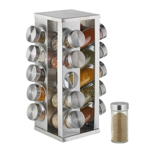 Suporte giratório para temperos com 20 potes de temperos