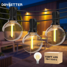 Cordão de luzes externas de 45 metros, lâmpadas vintage Edison G40 com 70 lâmpadas, luzes suspensas conectáveis à prova d'água para quintal e