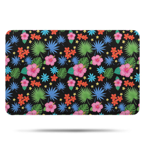 Tapete de banheiro floral em microfibra antiderrapante, 43 x 69 cm (17 x 27 polegadas)