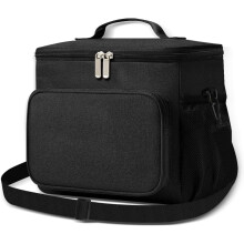 Sac à lunch isotherme réutilisable de 12 L, étanche et imperméable, bandoulière réglable, noir – Idéal pour le bureau, les pique-niques et