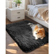 Small Black 2x3 Entryway Throw Rug – Non-Slip, Fluffy & Soft, Compatible with Bedroom, Living Room, Nursery Decor