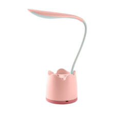 Lampe de bureau rechargeable à intensité variable avec 3 modes de couleur, col de cygne flexible, support pour stylo/téléphone, protection des