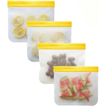 Bolsa de silicona para alimentos, bolsa de silicona esmerilada reutilizable para alimentos congelados, bolsa para conservar la frescura, cierre de