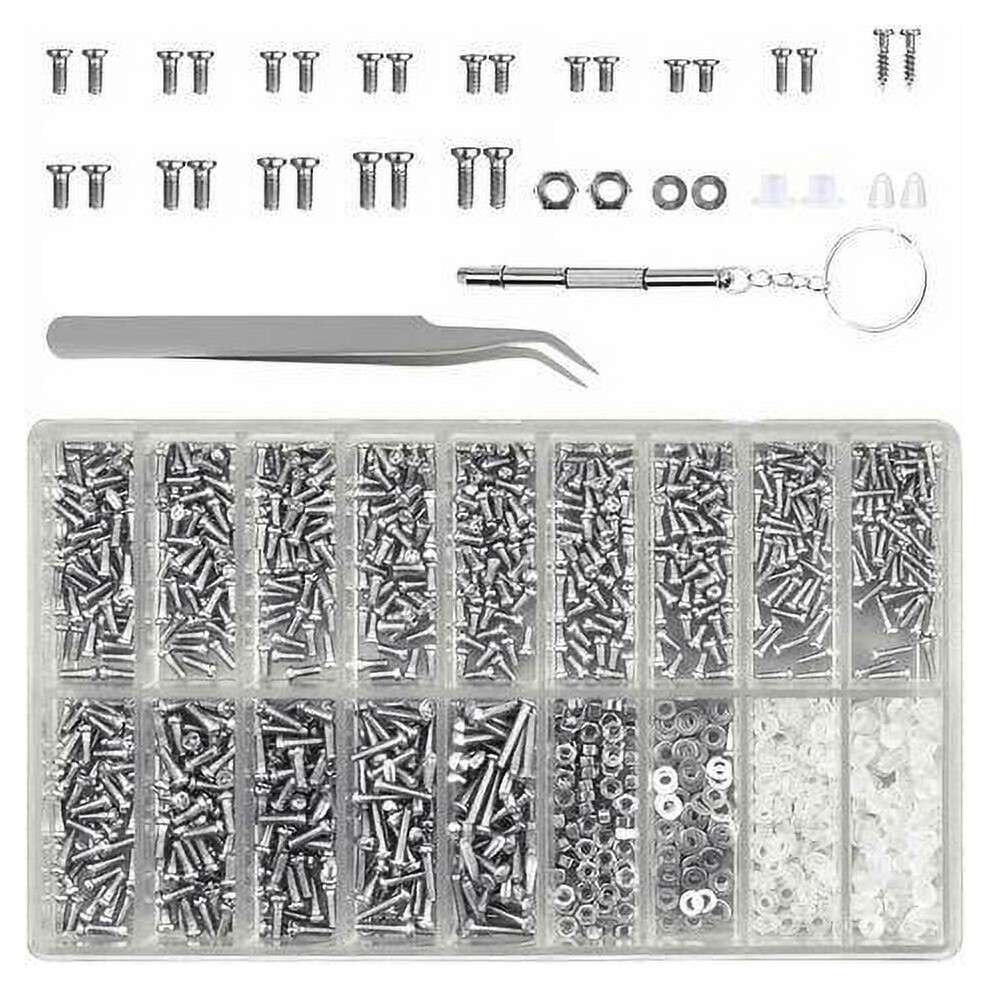 1000Pcs Glasses Repair Kit with Screws, Screwdriver & Tweezers â Compatible with Sunglasses, Watches, Electronics