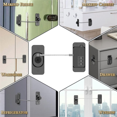 Fridge Lock, Refrigerator Lock, Keyless One-Click Access, Customizable Password, Child Safety Combination Lock White 1