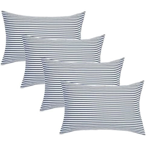 Randiga örngott i 100 % bomull, queen size, 2-pack