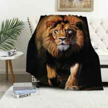 Lion Blanket Animal Print Soft Warm Throw for Couch Sofa Bed, Black, White