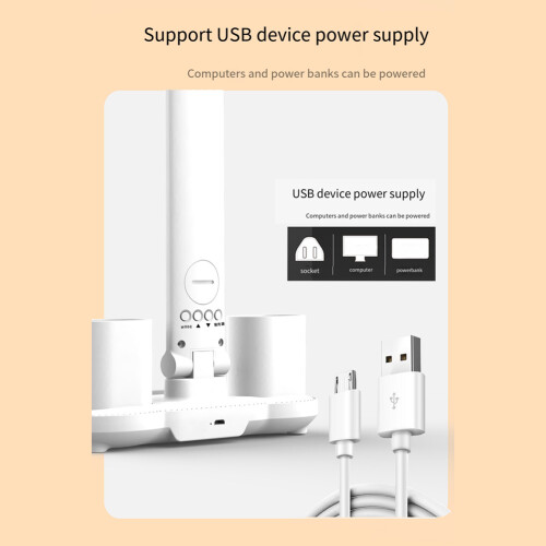 Rechargeable Table Lamp for Study, Desk Lamp Reading Light Led Table Light with Fan, Led Clock Dispaly Reading Lamp 2