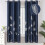 Blackout Curtains Navy Blue Silver Palm Design 38x72 Inch 2 1