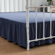 Jupe de lit King Size Ă volants avec coins fendus, jupe de lit Ă volants de 30 cm avec plateforme, bleue