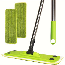Plochý mop z mikrovlákna na tvrdé drevo, laminát, dlaždice, vinyl a steny – mokré/suché čistenie, 2 umývateľné podložky + 5 prachových