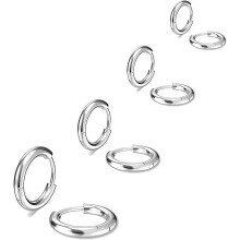 4 pár 316L rozsdamentes acél karika fülbevaló, könnyű, kis arany ezüst karika fülbevaló szett férfiaknak és nőknek, 8+10+12+14mm, ezüst
