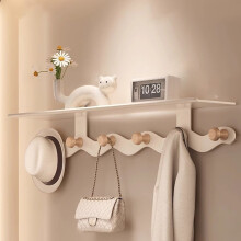 Wall Mounted Coat Rack with Shelf, 16.5 inches White Wood Floating Shelf for Entryway, Bathroom, Bedroom