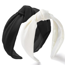 2er-Pack Haarbänder für Damen, breites Haarband mit Schleife, modisches elastisches Haaraccessoire für Yoga und Yoga (Weiß, Schwarz)