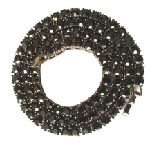 Collana a catena stile cubanhop con strass cubici rotondi, gioielli hiphop da uomo con zirconi e cristalli.