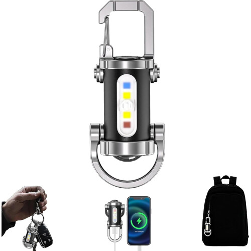 Lampe torche porte-clés rechargeable 1200 lm 7 modes USB-C