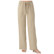 Elegante, lässige Hose mit Bandagentasche, einfarbig, weites Bein, locker geschnitten, aus Baumwolle, hellbraun
