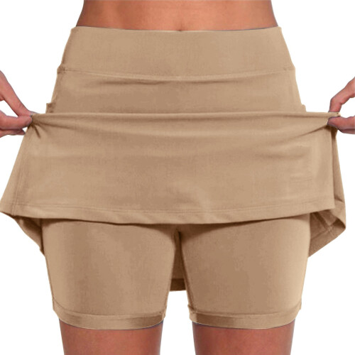 Γυναικεία ψηλόμεσα τένις σορτς 2025 με τσέπες, έλεγχο κοιλιάς και σορτς – Χακί,