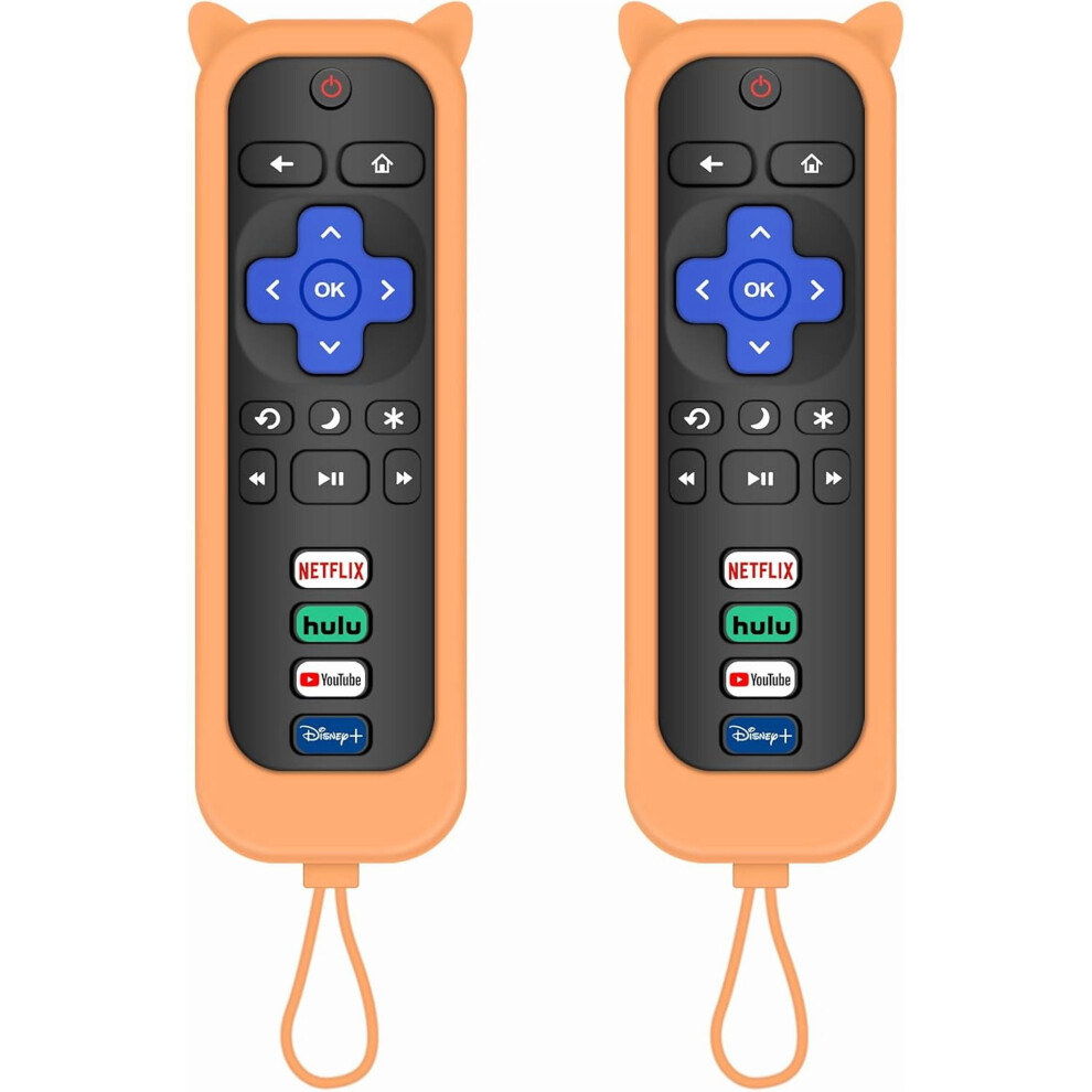 Remote For Roku Tv & Cover For Compatible With Tcl Roku Remote, 2-Pack Remotes Replacement Cover For Roku Tv Remote (Orange) Orange 9353595395695