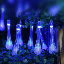 Solar Water Drop String Lights, Waterproof LED Crystal Fairy Lights for Outdoor Gardens, Patio, Wedding & Christmas Party