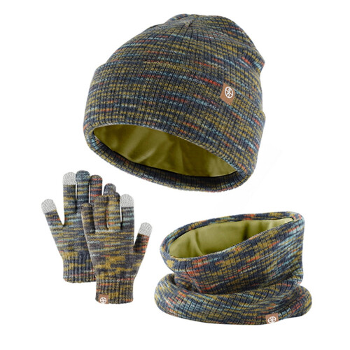 Conjunto de luvas e cachecol para meninas e crianças pequenas, com gorro com pompom, protetor de pescoço de tricô e luvas forradas. Macio e