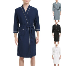 Peignoir pour homme, peignoir léger mi-long disponible en grande taille, noir, taille M