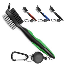 Golf Club Brush & Groove Cleaner, 2 Ft Retractable Zip-line, Aluminum Carabiner, Lightweight, Ergonomic, Compatible with Golf Bags