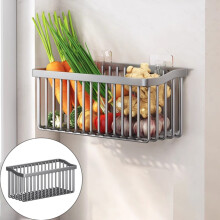 Wall-Mounted Wire Fruit & Veg Rack, Stainless Steel, Stackable, Gray – Compatible with Kitchen Storage