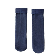 Halblange Socken Damen Freizeit Einfarbige Plüschsocken Warme Dicke Socken Herren Knöchelsocken (Marineblau, Einheitsgröße)