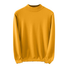 Men's Fashion High Neck Sweater Fall Winter Casual Solid Color Thermal Warm Knitted Pullover Top Men's Sweaters(Yellow,XL)