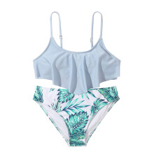 Flæser Badetøj Outfits Hul Bikini Sommer Børne Badedragt Piger Sæt Med Bladeprint Grafisk Bikini Badedragt Til 6-7 År