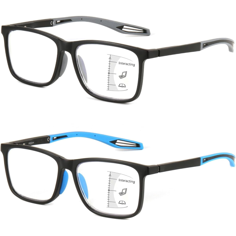 Unbreakable Bifocal Reading Glasses TR90 Frame +2.0 2 Pack