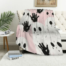 Pink Halloween Blanket Twin Cartoon Pink Ghost Throw Blanket for Bed Sofa Kids Cute Plush Blanket Pink Blanket Bedroom Flannal Blanket